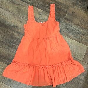 Women’s Orange Ruffle Layer Mini Dress
